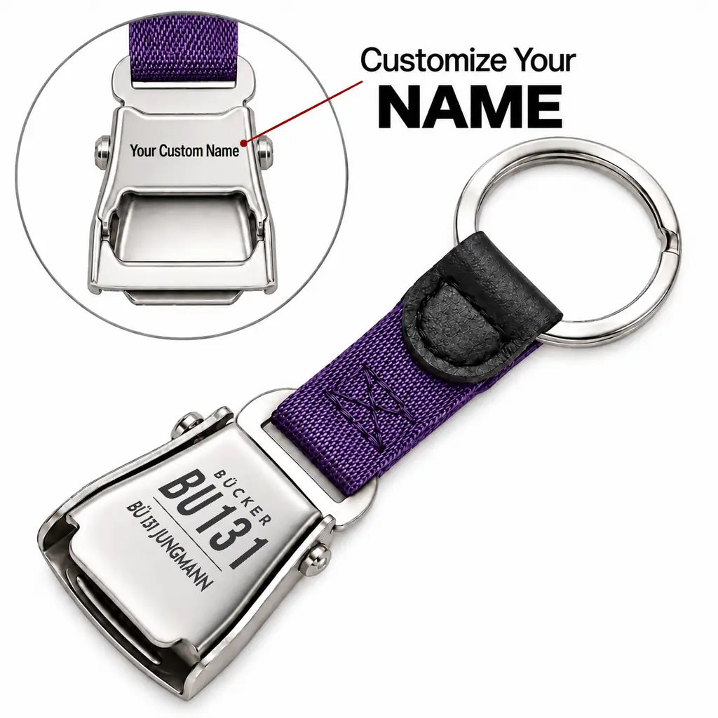 Bücker Bü 131 Jungmann - Seat Belt Key Chain - Tag + Name - Purple