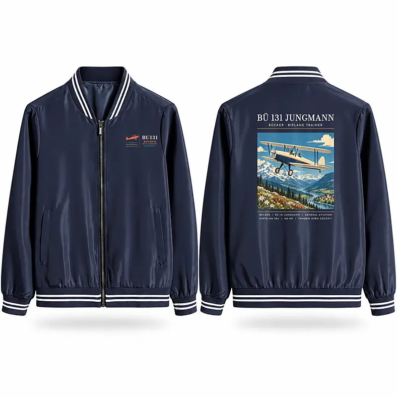 Bücker Bü 131 Jungmann Stylish Jackets - Baseball Collar - Poster - Navy Blue