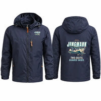 Thumbnail for Bücker Bü 131 Jungmann Stylish Jackets - Hooded Windbreaker - Cartoon - Navy Blue