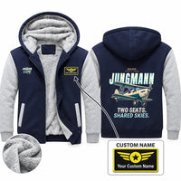 Thumbnail for Bücker Bü 131 Jungmann Zipped Sweatshirts - Cartoon + Name - Navy & Gray