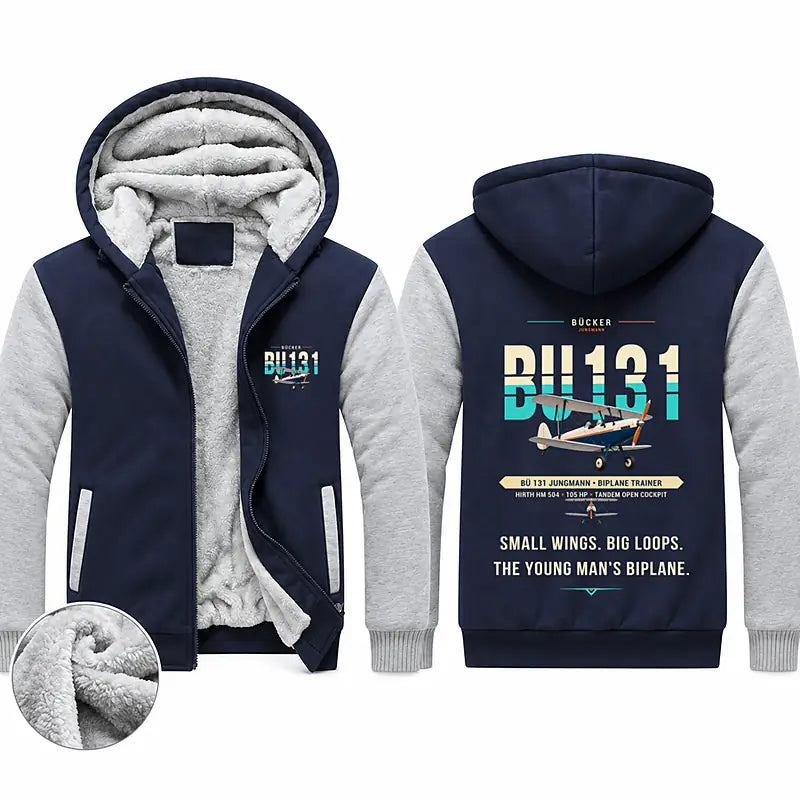 Bücker Bü 131 Jungmann Zipped Sweatshirts - Original - Navy & Gray