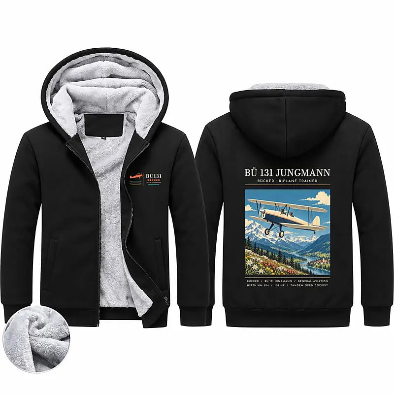Bücker Bü 131 Jungmann Zipped Sweatshirts - Poster - Black