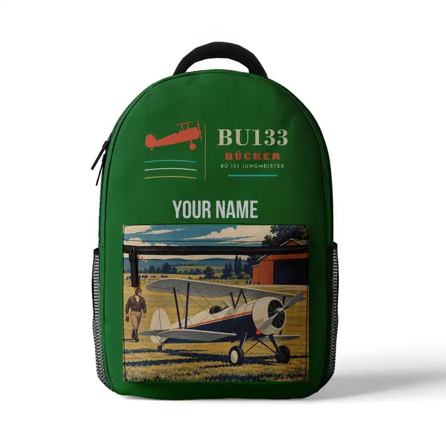 Bücker Bü 133 Jungmeister - 3D Backpack - Green + Name