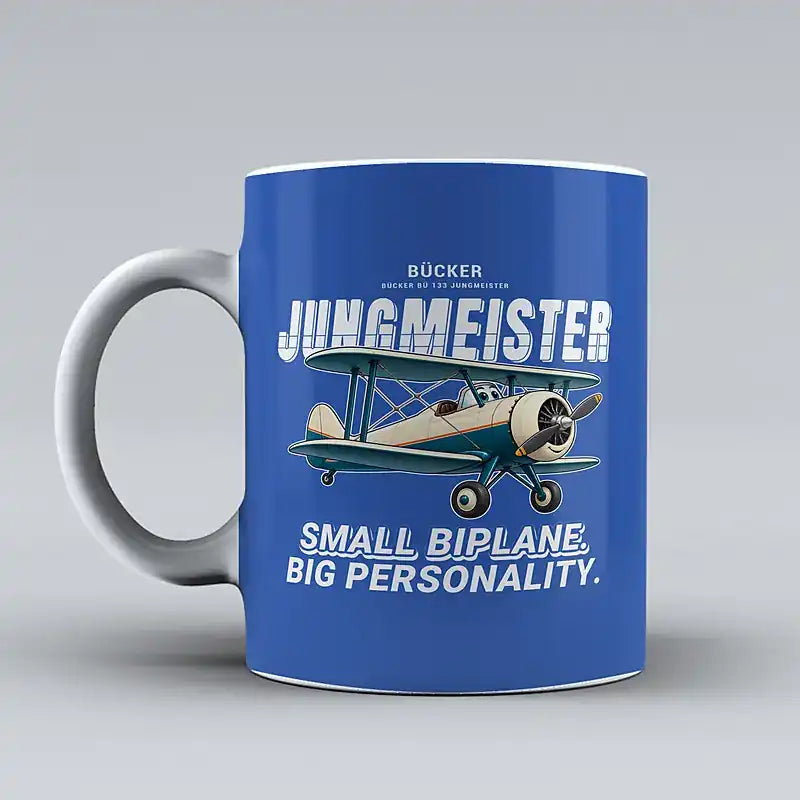 Bücker Bü 133 Jungmeister - Cartoon - Mug - Blue