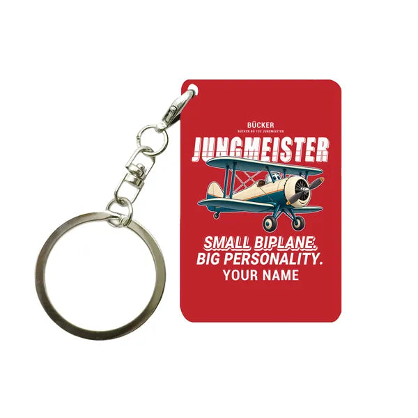 Bücker Bü 133 Jungmeister - Cartoon + Name - Key Chain - Red