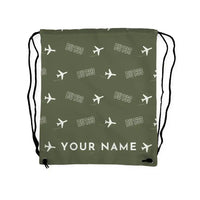 Thumbnail for Bücker Bü 133 Jungmeister - Drawstring Bag - 3D Pattern + Name - Green Army