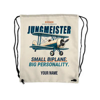 Thumbnail for Bücker Bü 133 Jungmeister - Drawstring Bag - Cartoon + Name - Beige