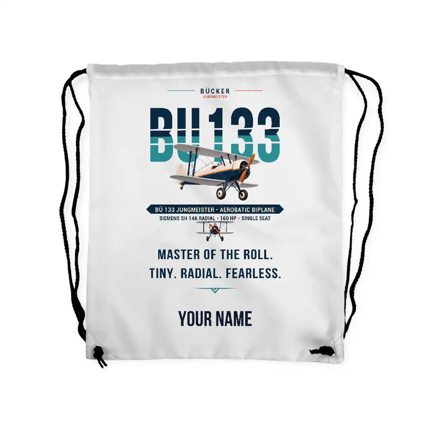 Bücker Bü 133 Jungmeister - Drawstring Bag - Original + Name - White