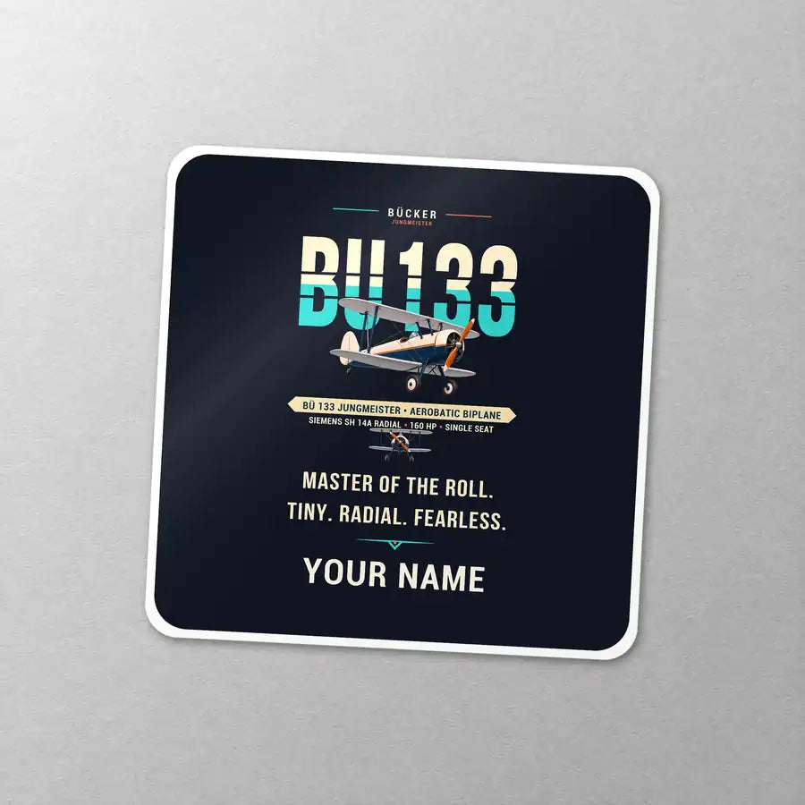 Bücker Bü 133 Jungmeister - Original + Name - Square Sticker - Close-up