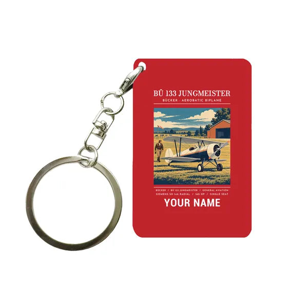 Bücker Bü 133 Jungmeister - Poster + Name - Key Chain - Red