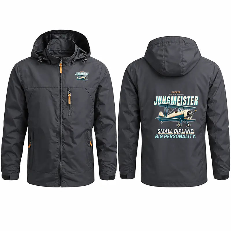 Bücker Bü 133 Jungmeister Stylish Jackets - Hooded Windbreaker - Cartoon - Charcoal