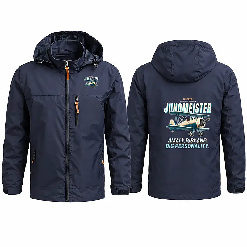 Bücker Bü 133 Jungmeister Stylish Jackets - Hooded Windbreaker - Cartoon - Navy Blue