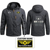 Thumbnail for Bücker Bü 133 Jungmeister Stylish Jackets - Hooded Windbreaker - Heritage + Name - Charcoal