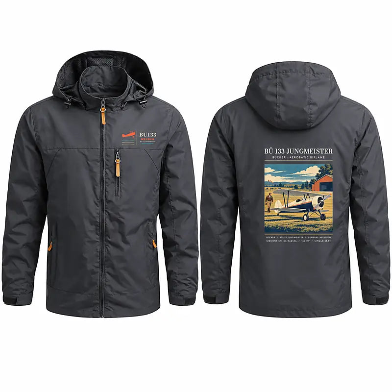 Bücker Bü 133 Jungmeister Stylish Jackets - Hooded Windbreaker - Poster - Charcoal