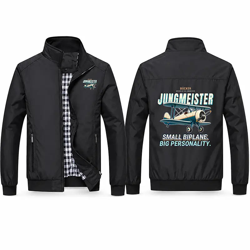 Bücker Bü 133 Jungmeister Stylish Jackets - Stand Collar - Cartoon - Black
