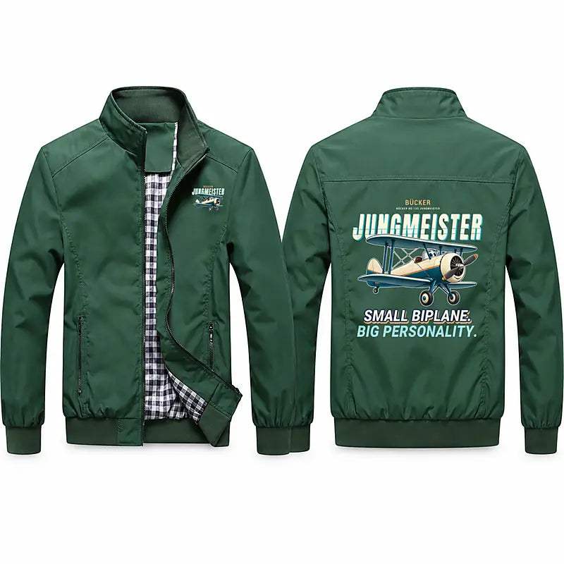 Bücker Bü 133 Jungmeister Stylish Jackets - Stand Collar - Cartoon - Green