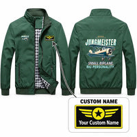 Thumbnail for Bücker Bü 133 Jungmeister Stylish Jackets - Stand Collar - Cartoon + Name - Green
