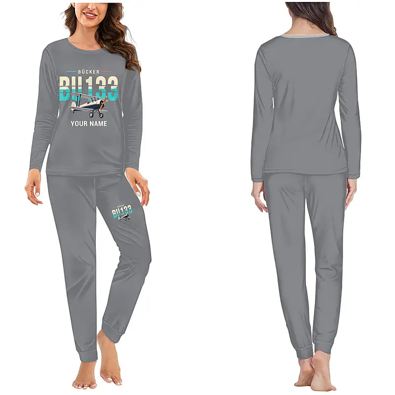 Bücker Bü 133 Jungmeister - Women Pajamas - Original Chest + Name - Gray