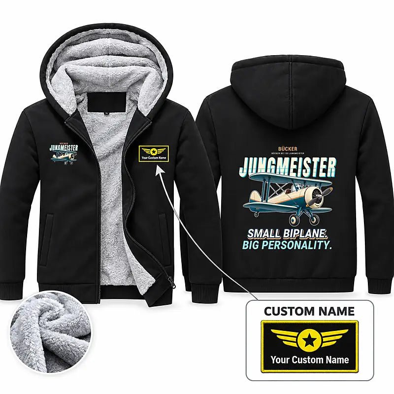 Bücker Bü 133 Jungmeister Zipped Sweatshirts - Cartoon + Name - Black