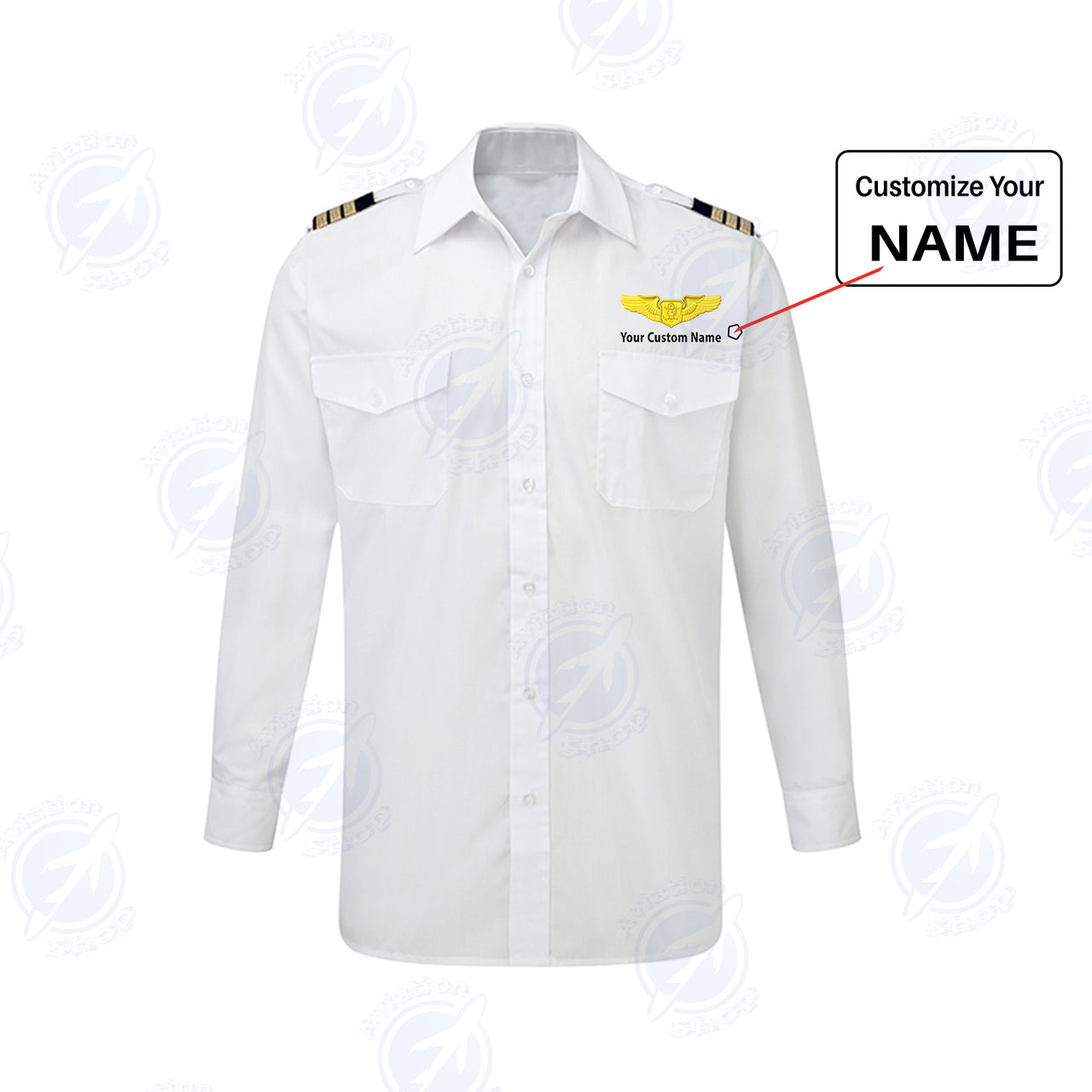Custom & Name with EPAULETTES (Special US Air Force) Designed Long Sleeve Pilot Shirts