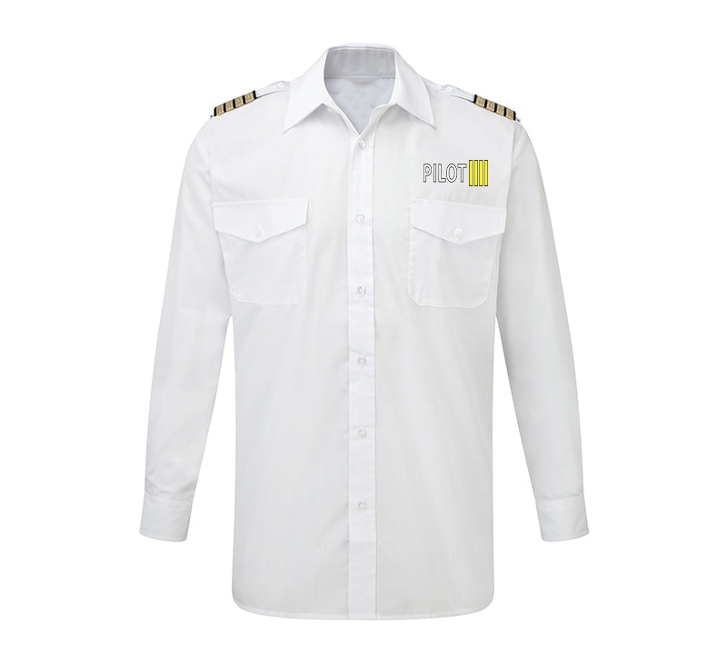 Pilot & Stripes (4 Lines) Designed Long Sleeve Pilot Shirts