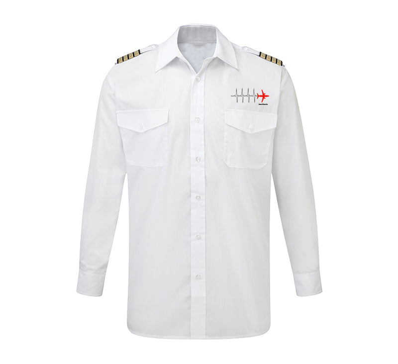 Aviation Heartbeats Designed Long Sleeve Pilot Shirts