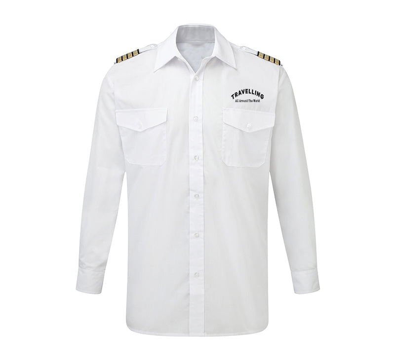 Travelling All Around The World Designed Long Sleeve Pilot Shirts