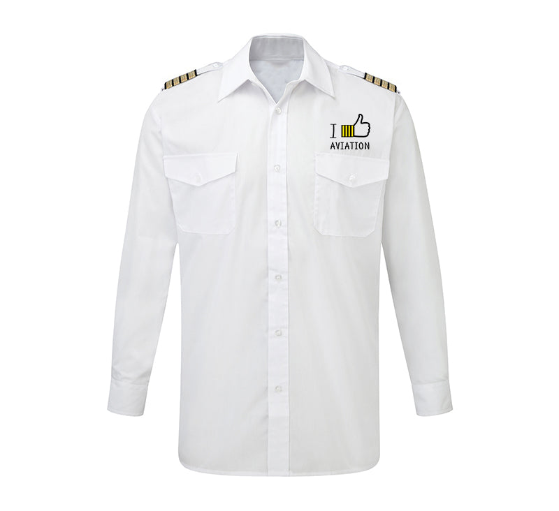 I Like Aviation Designed Long Sleeve Pilot Shirts