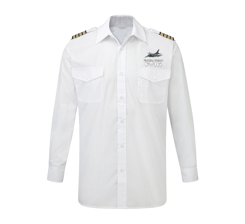 The Fighting Falcon F16 Designed Long Sleeve Pilot Shirts
