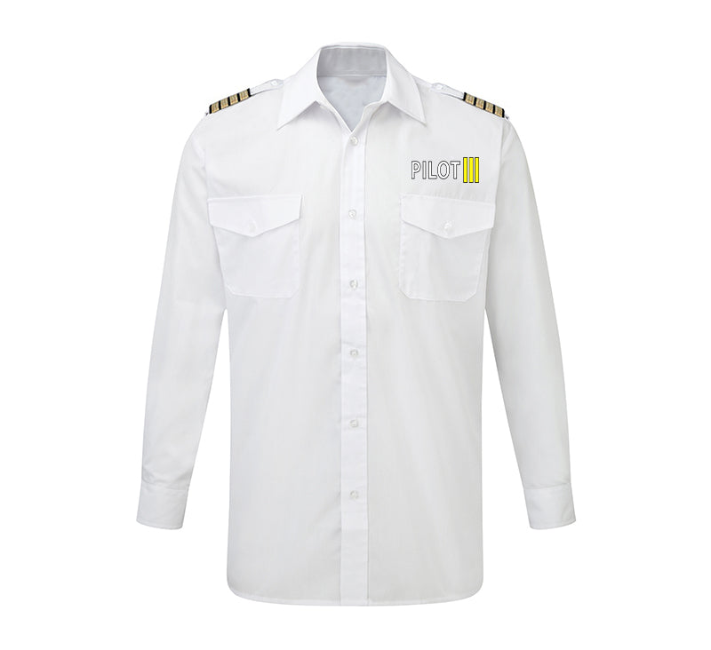 Pilot & Stripes (3 Lines) Designed Long Sleeve Pilot Shirts