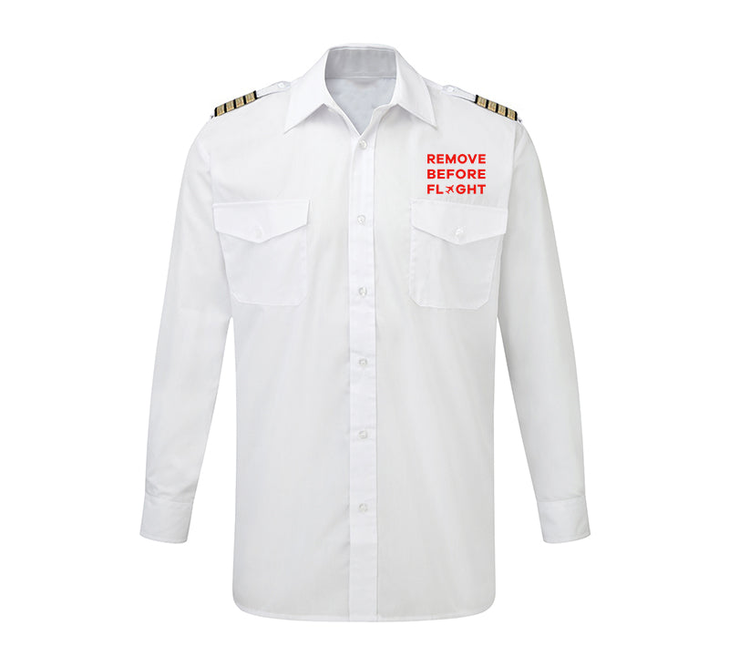 Remove Before Flight Designed Long Sleeve Pilot Shirts