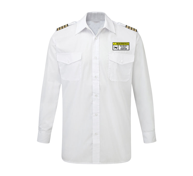 Warning May Constantly Talk About Aviation Designed Long Sleeve Pilot Shirts
