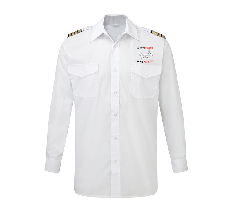 Let Your Dreams Take Flight Designed Long Sleeve Pilot Shirts