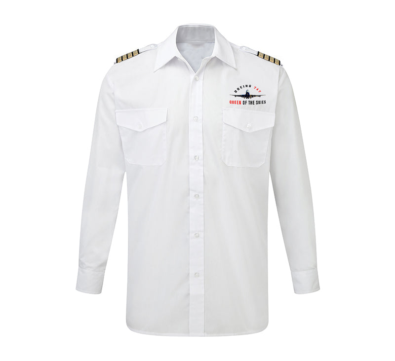 Boeing 747 Queen of the Skies Designed Long Sleeve Pilot Shirts
