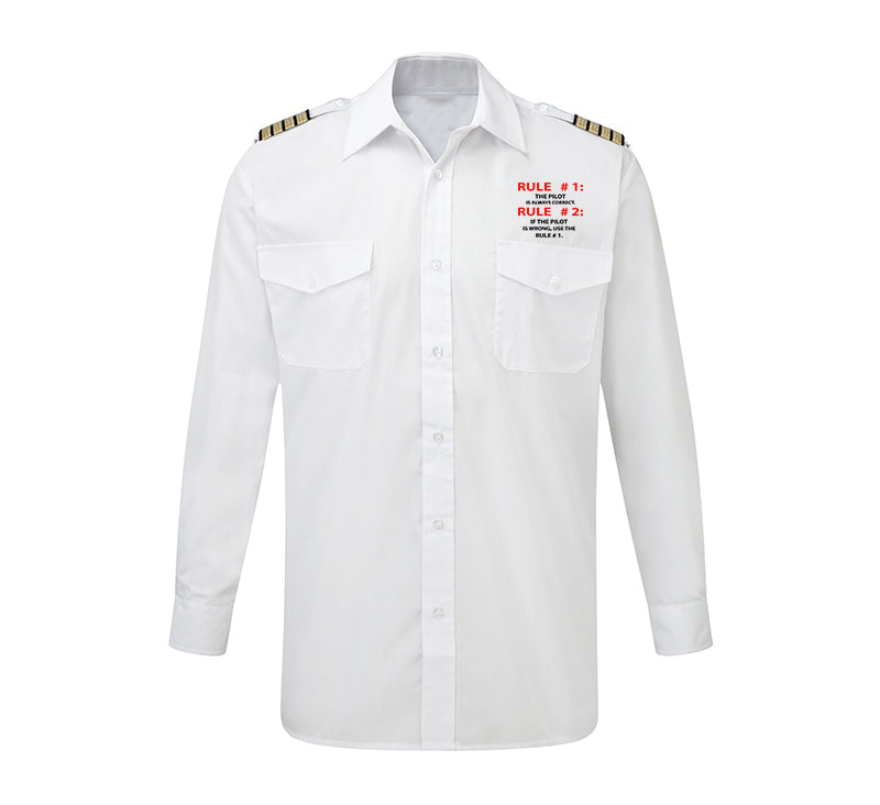 Rule 1 - Pilot is Always Correct Designed Long Sleeve Pilot Shirts