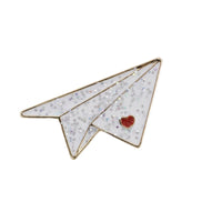Thumbnail for Simple Paper Plane Shape aviation design on polished metal badge.
