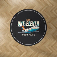 Thumbnail for BAC One-Eleven 500 - Cartoon + Name - Round Carpet - Black