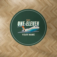 Thumbnail for BAC One-Eleven 500 - Cartoon + Name - Round Carpet - Dark Green