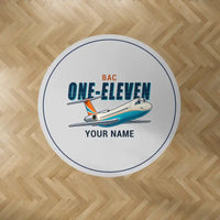 Thumbnail for BAC One-Eleven 500 - Cartoon + Name - Round Carpet - Light Gray