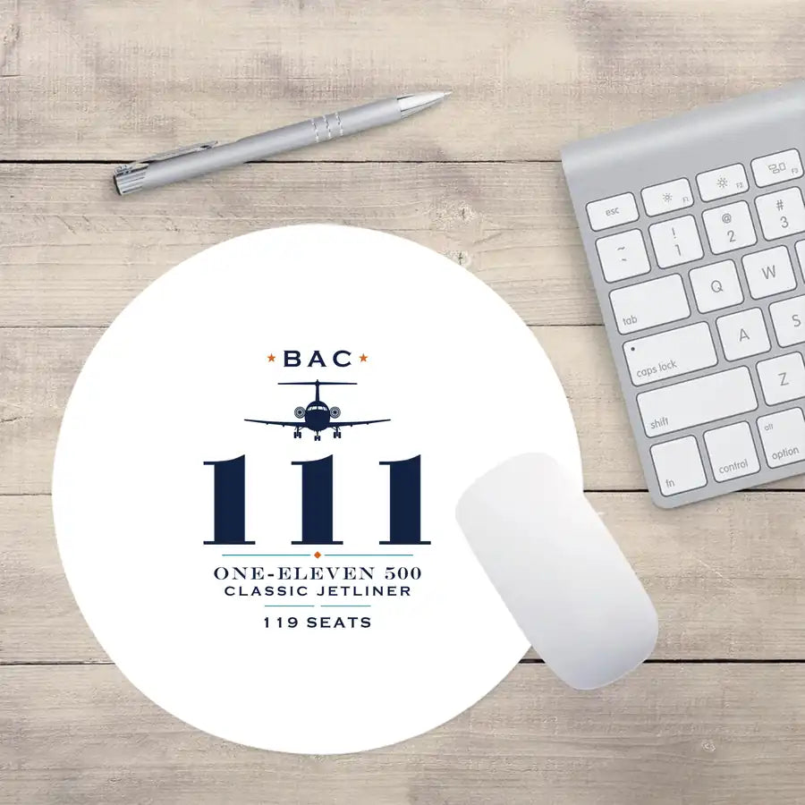 BAC One-Eleven 500 - Heritage - Round Mouse Pad - White