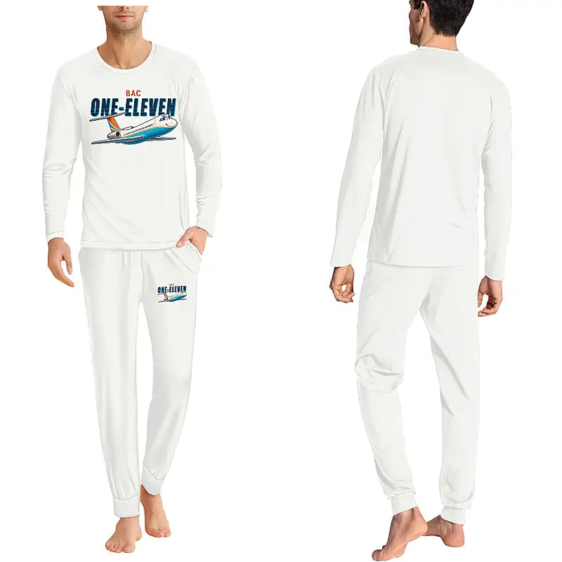 BAC One-Eleven 500 - Men Pajamas - Cartoon Chest - White