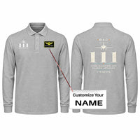 Thumbnail for BAC One-Eleven 500 Premium Polo T-Shirts - Heritage + Name - Long Sleeve - Gray