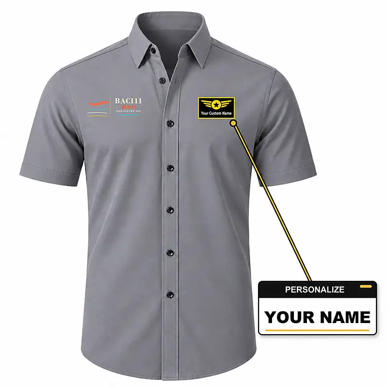 BAC One-Eleven 500 - Short Sleeve Shirt - Poster - Gray + NAME