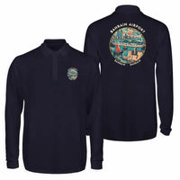 Thumbnail for Bahrain International Airport (BAH) Premium Polo T-Shirts - Badge - Long Sleeve - Dark Blue