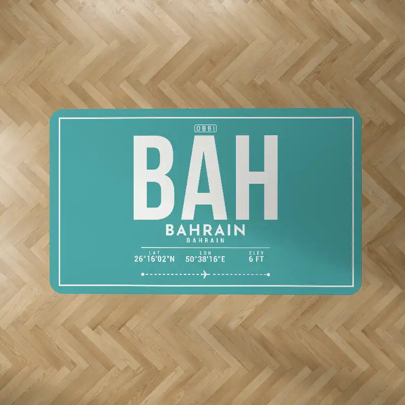 Bahrain International Airport (BAH) Carpets - Carpet Rectangle - ID Tag - Turquoise V2