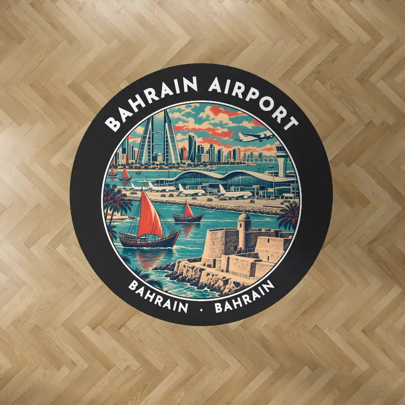 Bahrain International Airport (BAH) Carpets - Carpet Round - Badge - Black V2