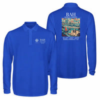 Thumbnail for Bahrain International Airport (BAH) Premium Polo T-Shirts - Poster - Long Sleeve - Blue