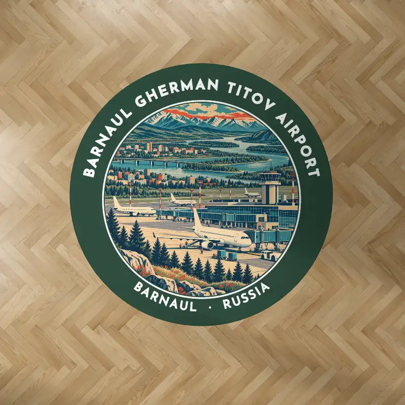 Barnaul Gherman Titov International Airport (BAX) Carpets - Carpet Round - Badge - Dark Green V2