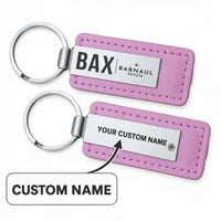 Thumbnail for Barnaul Gherman Titov International Airport (BAX) Leather Key Chains - Leather Key Chain - Faux Leather - Original Design - Pink + Name