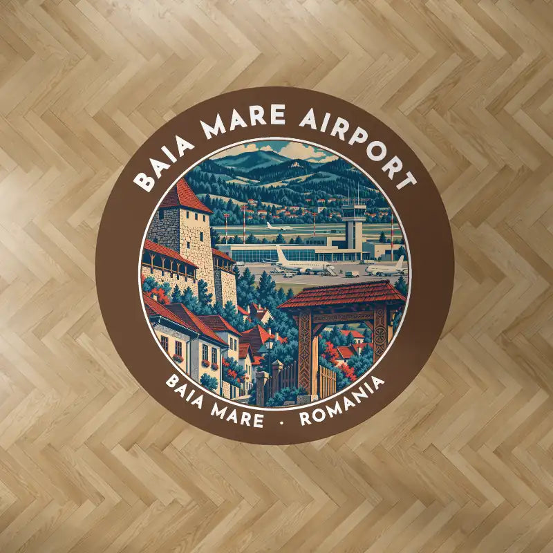 Baia Mare Airport (BAY) Carpets - Carpet Round - Badge - Brown V2